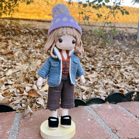Winter Girl Crochet Doll with Beanie | Christmas Amigurumi | Kawaii Plush - Picture 8 of 9